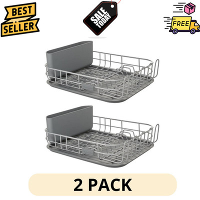  2 pack KitchenAid Low Profile Metal Stacking Dish Drying Rack Charcoal Gray 