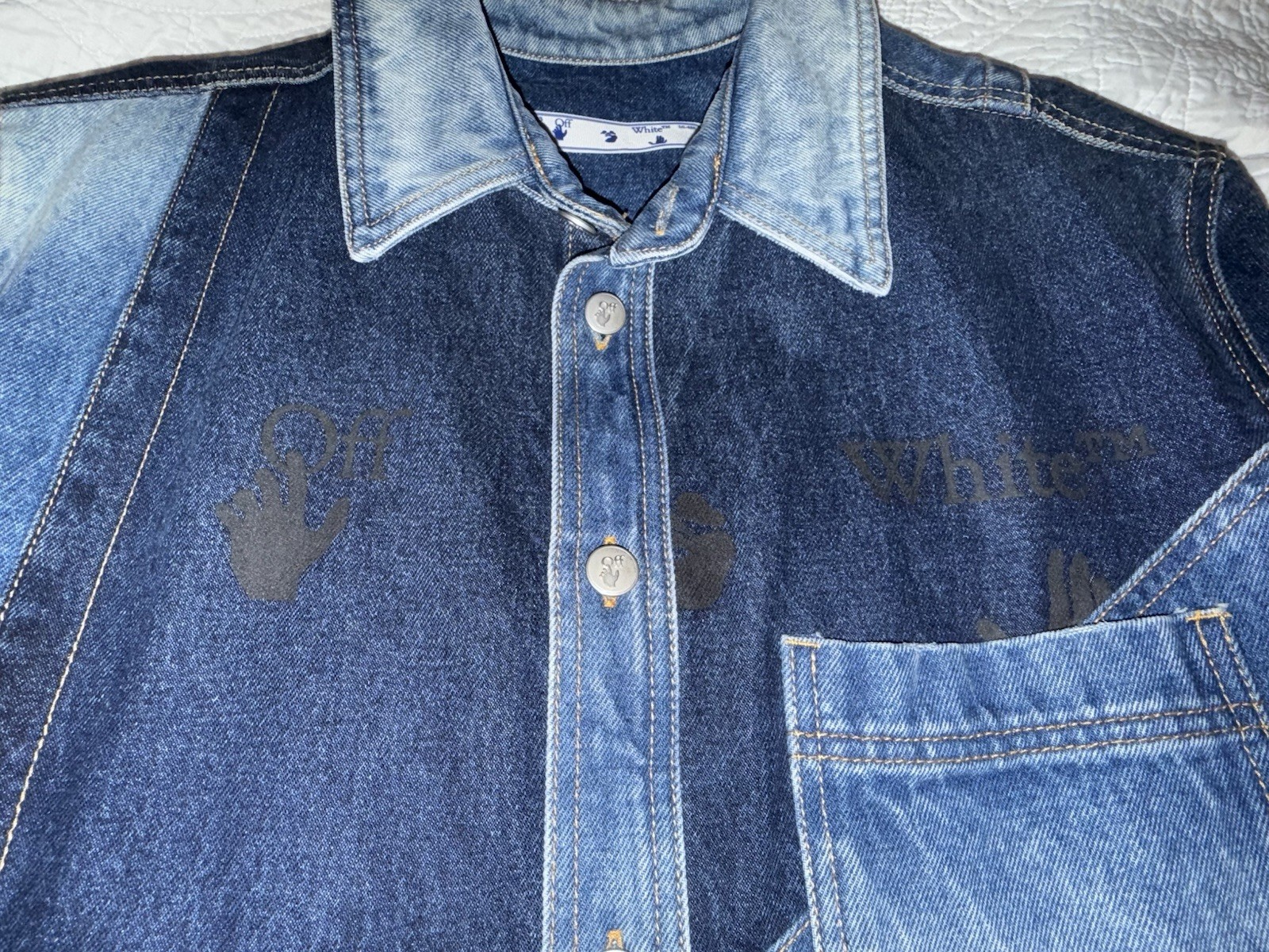 OFF WHITE Virgil Abloh denim patchwork jacket FAL… - image 9