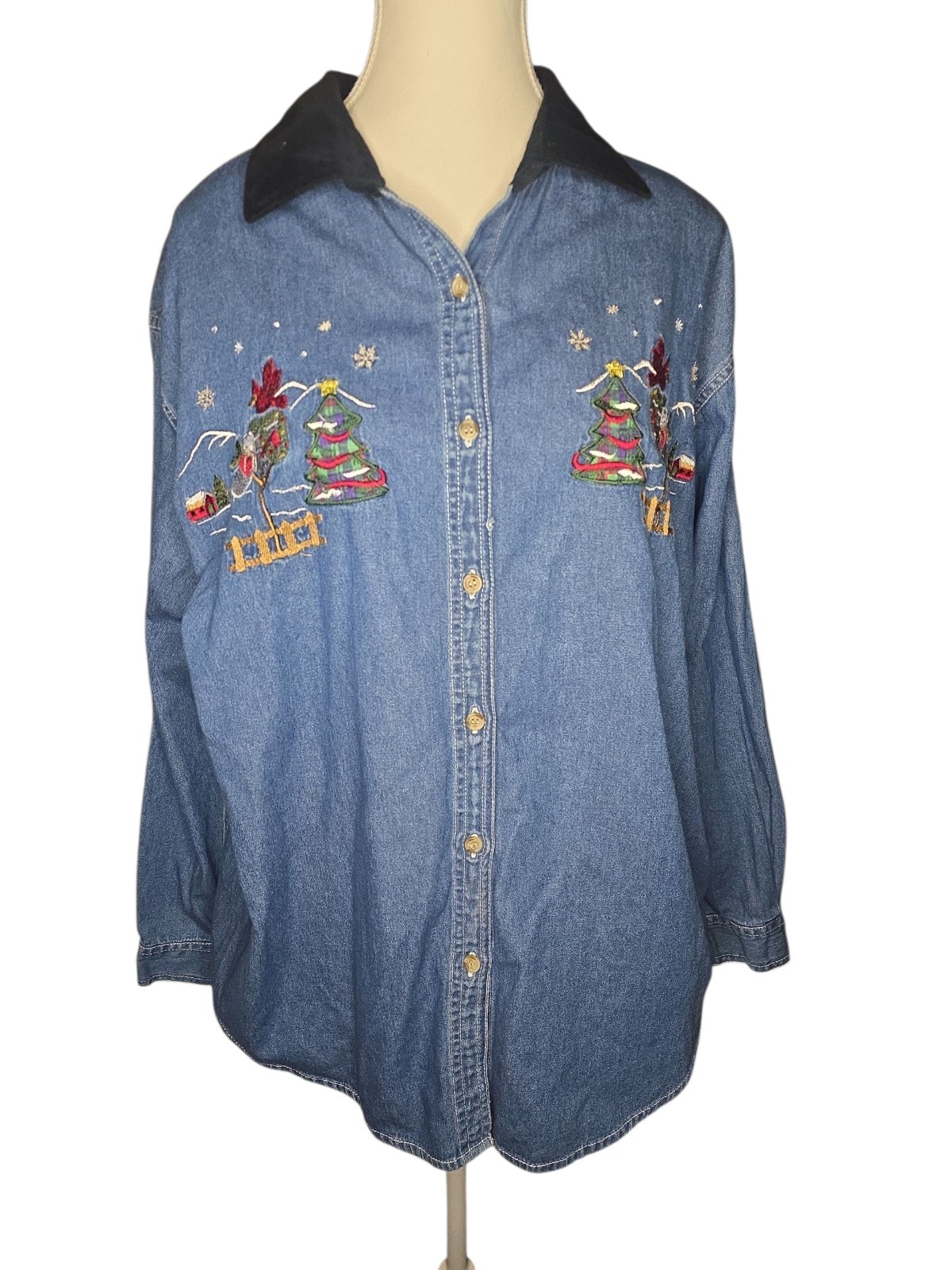 Vintage Basic Editions Holidays Denim Christmas E… - image 1