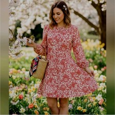 LOFT Flowers Dress Size #14 Red and White Color Size 14 NWT