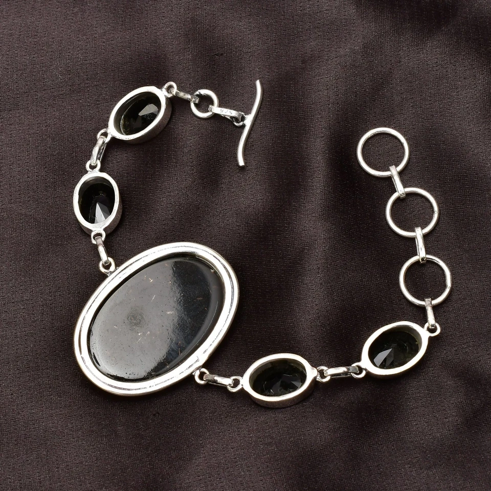 Bracciale opale di fuoco pietre preziose argento sterling 925 braccialetto... - Immagine 3 di 4