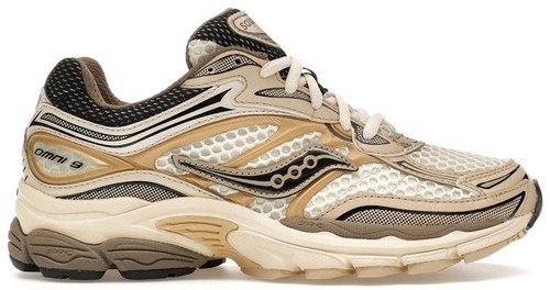 NEW SAUCONY unisex progrid omni 9 secure shoes in tan/grey/brown Saucony Men main image 3
