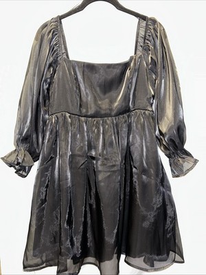 Thirty Thirty Size M Smocked Babydoll Dress Organza Puff Slv Dark Romantic Goth
