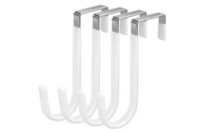 4pk Over Door Hooks 1.4'' Heavy Duty metal No Scratch Towel Clothes Hanger White