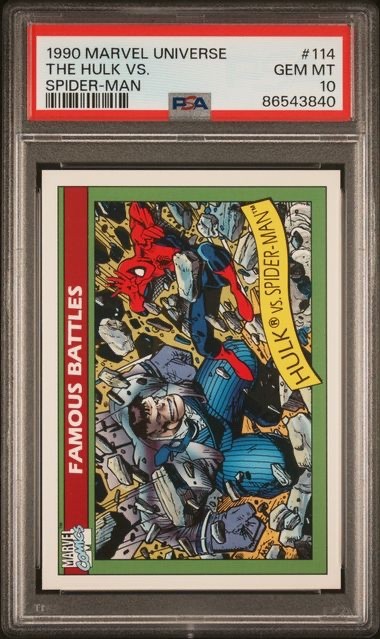 1990 MARVEL UNIVERSE #114 HULK VS SPIDER-MAN 💎PSA 10💎
