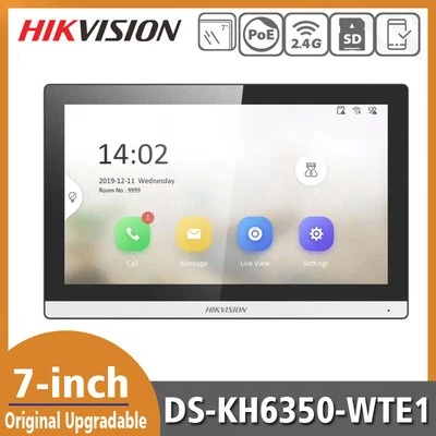 Hikvision DS-KH6350-WTE1 7" Pantalla Táctil Video Intercomunicador PoE IP Estación Interior