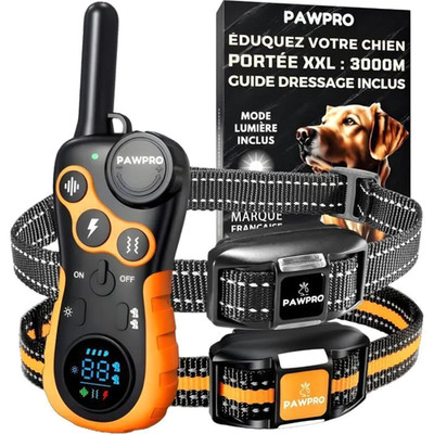 PAWPRO Halsband Dressur Hund Anti-Bellen 3km Piepton Vibration Schock Licht