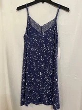 New Joyspun Women's Moon Stars Celestial Gown Nightshirt knit Chemise with Lace