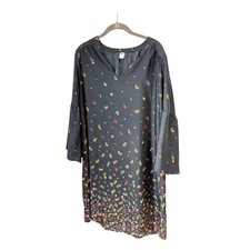 Old Navy Women's Floral Print V-Neck Bell Sleeve Dress Size L Black