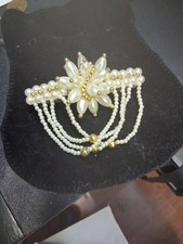 Vintage Faux Pearl Beaded set of 3 dressy Barrette Hair Clip Accessory formal