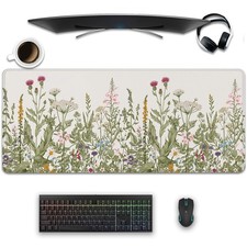 Flower Mouse Pad - Large, Abstract 27.5L x 11.8W inches, Plant Flower-white