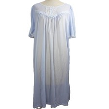 Vintage New Nightgown Sz 2XL Fundamentals Semi Sheer Lace Cornflower Blue