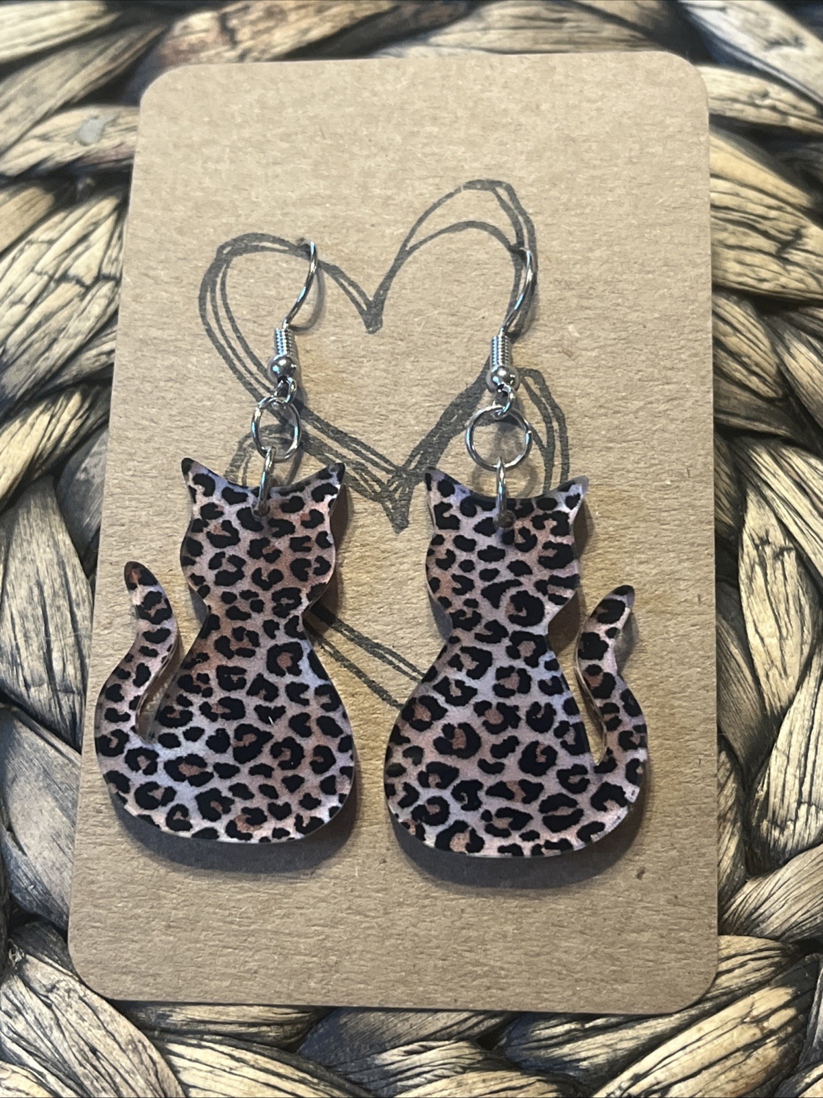 Cheetah Print Cat Earrings