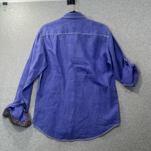 Bugatchi Uomo Shirt Mens Small purplee Linen Shaped Fit Button Up Long Sleeve - Picture 2 of 12
