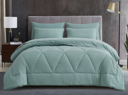 Rory 3-Piece Triangle Geometric Quilted Soft Washed Microfiber Comforter Set - Picture 15 of 22