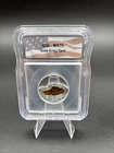 1/1000oz .999 Gold Custom Bar Shaped As A Tank With Eagle On Back ICG MS70