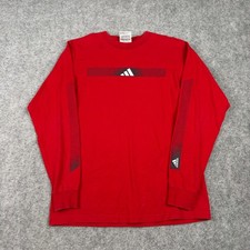 90s Adidas Long Sleeve Graphic T-Shirt Kids Large Red Made in USA Sportswear Y2K