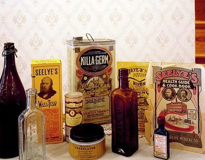 #ad Photo:Abilene Kansas 1980s Alfred Seelye Patent Medicines Seelye Bottles $13.49