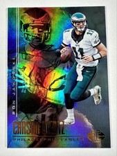 2017 Panini Illusions 8 Carson Wentz Ron Jaworski Rainbow Foil Eagles Card