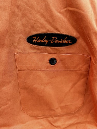 HARLEY DAVIDSON ORANGE BUTTON UP COLLARED MOTORCYCLE SHIRT SMALL- 20 X 29 - Picture 3 of 7