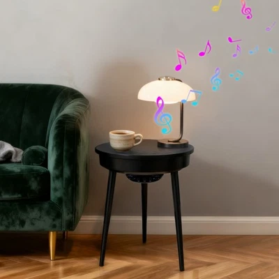 Portable Smart Side Table Bluetooth Speaker LED Nightstand w/USB Port for U-Disk - image 1 of 4