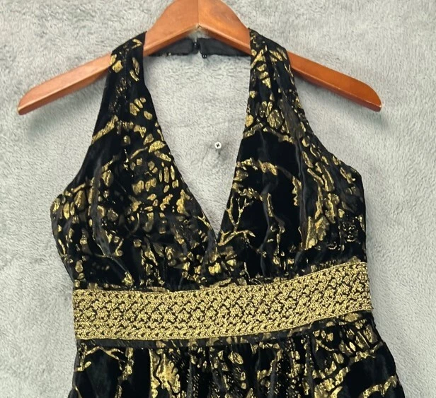 Cynthia Cynthia Steffe Womens 10 Black Velvet Dress Silk Blend Gold Jacq MSRP395 - image 2 of 4