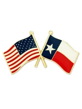 PinMart's Texas and USA Crossed Friendship Flag Enamel Lapel Pin