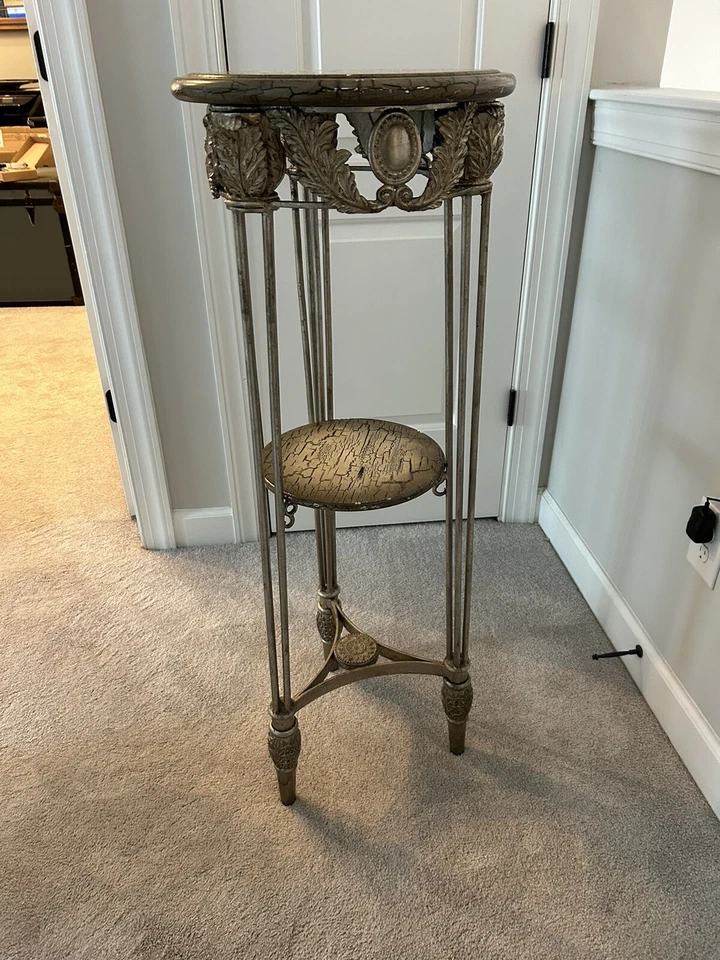 Antiguo soporte para maceta de mesa alta vintage - muy único/raro Foto 2 de 2