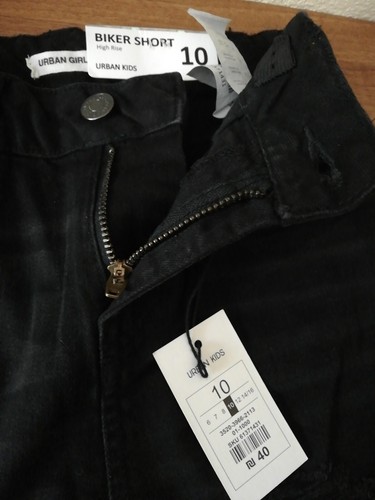 Girls Denim Shorts Black Urban High Rise Age 10 Years Biker Style Raw Hem Kids - Picture 8 of 15