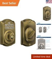 BE365 CAM 609 Camelot Keypad Deadbolt, Electronic Keyless Entry Lock, Antique...