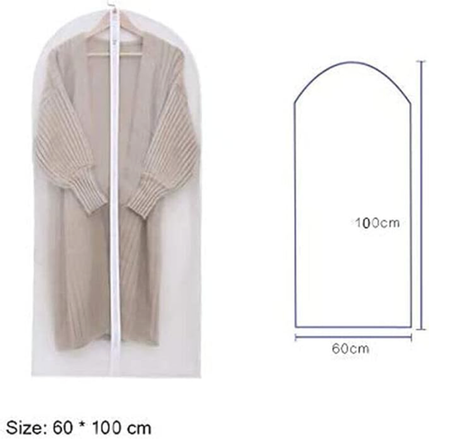 5 PCS Garment Bags, 40 inch Plastic Clear Dust Proof Hanging Clothes Cover, Zipp - Picture 4 of 7