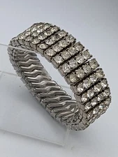 Vintage Expandable Rhinestone Mid Century Bracelet