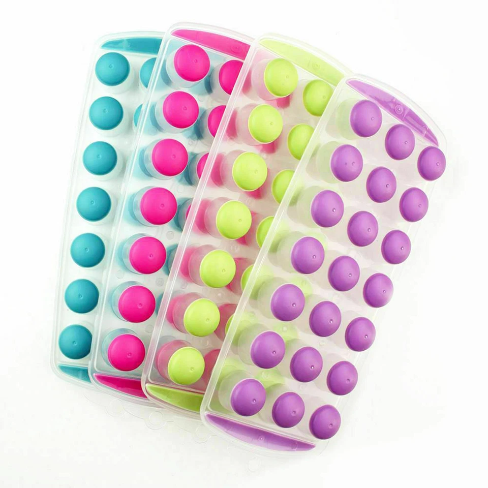 3pc NEW HOT Ice Cube Tray Easy Pop out Maker Plastic Silicone Top Mould 21 Jelly - Image 3 of 4