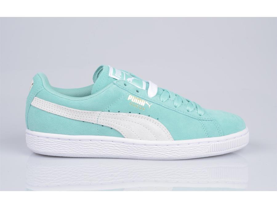 puma suede turquoise and white