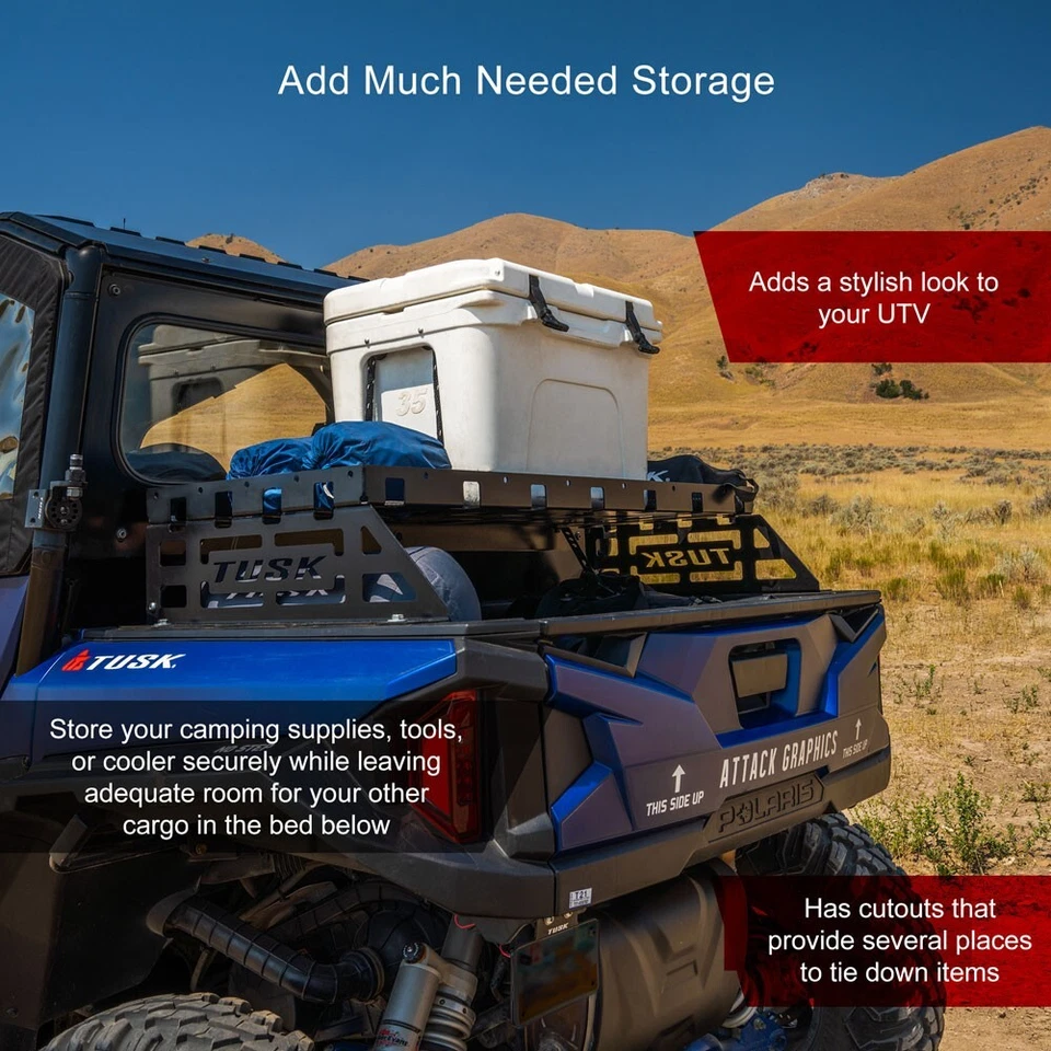 Tusk Cargo Rack Regular Black Powder Coated Compatible with Polaris General Foto 3 de 4