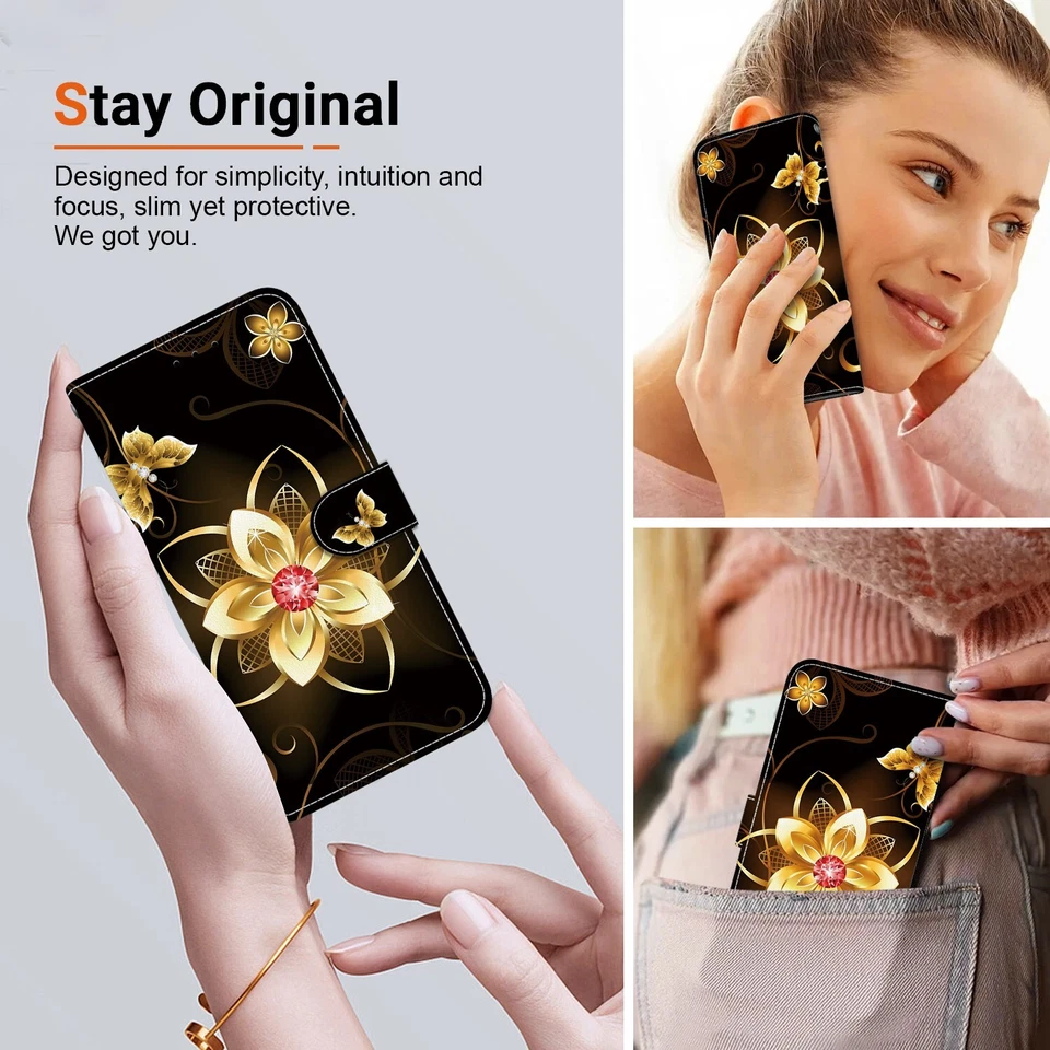 Capa carteira telefone couro padrão para Samsung Galaxy A36 A35 A34 A33 A32 - Imagem 4 de 4