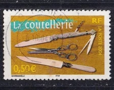 France vintage 2004 motif cutlery knife scissors pocket knife Mi 3791 used