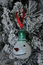 Glass Frosted  Snowman Head  Christmas Ornament