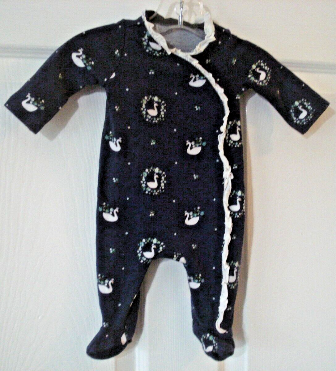 Janie and Jack Navy Blue Swan Ruffled Sleeper Size Newborn | eBay