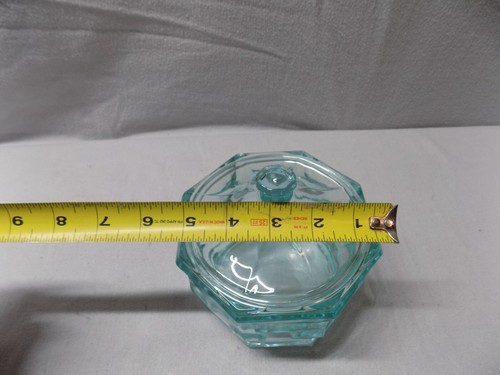 Vintage Confections by Indiana Glass Concord Pastel Teal Candy Box Octagon 5" - Picture 5 of 6