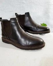 Nunn Bush Men Brown Leather Upper Ankle Booties Slip On Comfort Gel Size 10.5