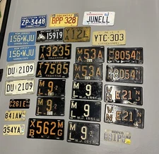 28 ANTIQUE LICENSE PLATES NJ CT WA 1940s - 1970s Motorcycle Tractor Car Govern
