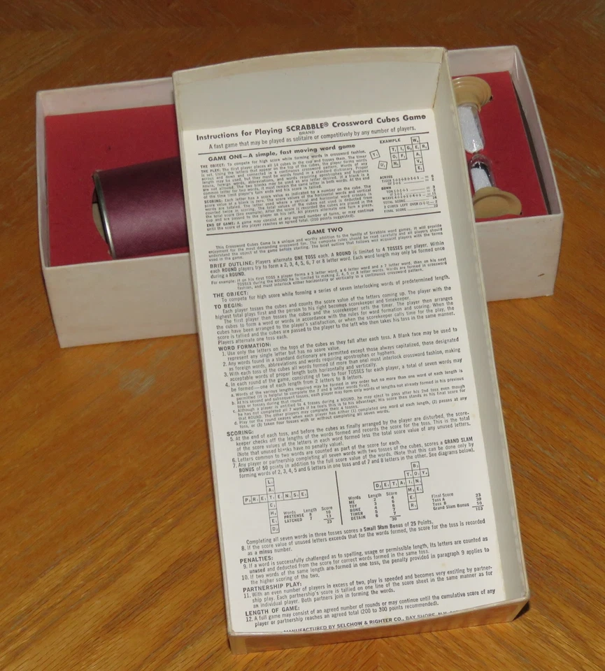 Scrabble Crossword Cubes Game - Vintage 1976 Selchow Righter - Wood Letter Dice - Image 3 of 4