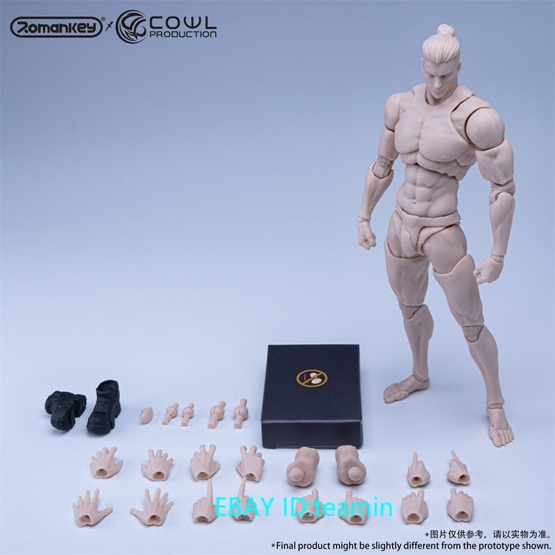 1/12 Romankey X COWL ヘッド付 男性素体マンズボディ　白肌 Romankey X COWL Male Body White Skin 1/12 Scale Action Figure Toys