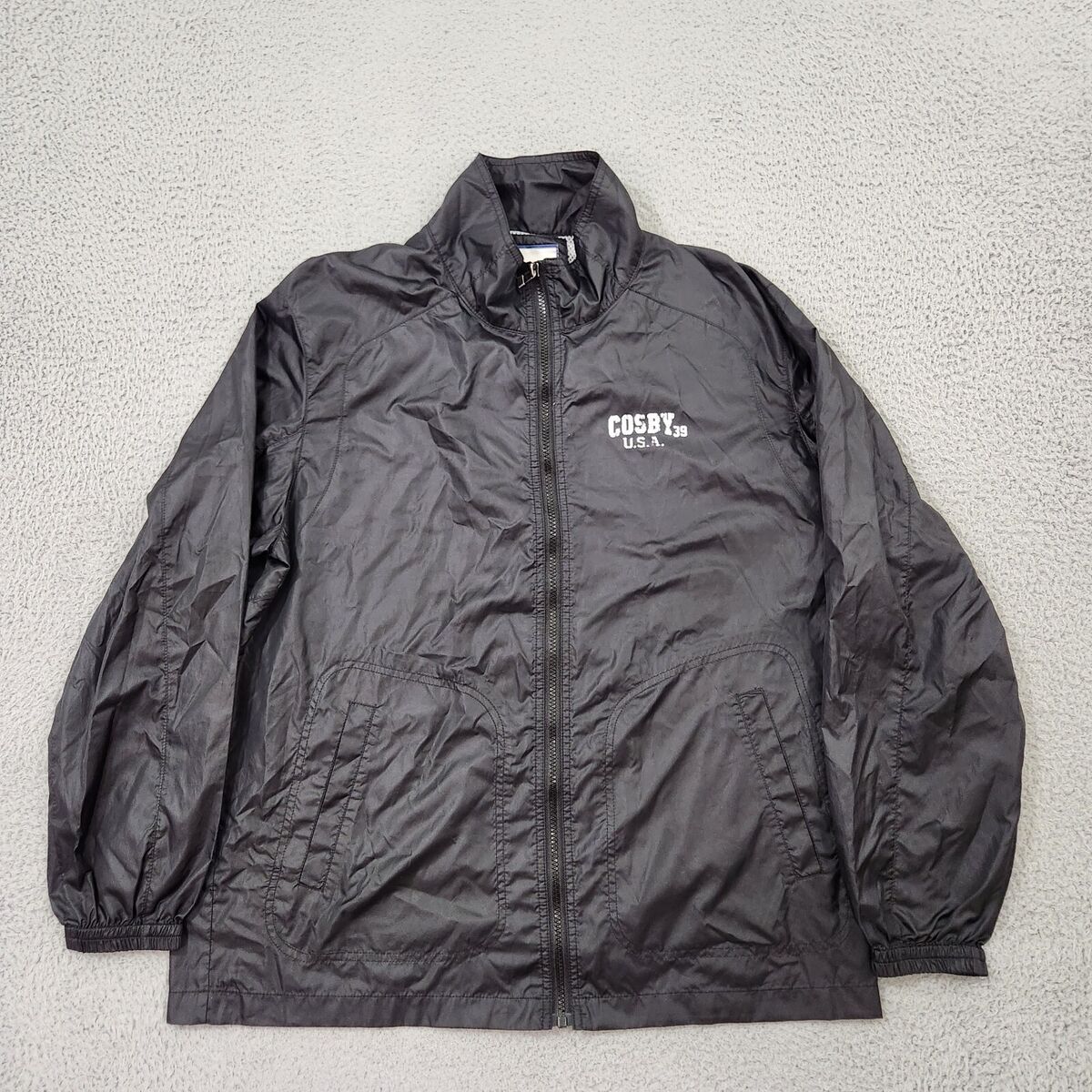 Gerry Cosby Jacket Adult Large Black Full Zip Windbreaker Gerry Cosby Jacket Adult Large Black Full Zip Windbreaker