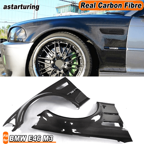 For BMW E46 M3 1998-05 Carbon Fiber Exterior Side Fender Vents Panels Trim Cover - Foto 1 di 11