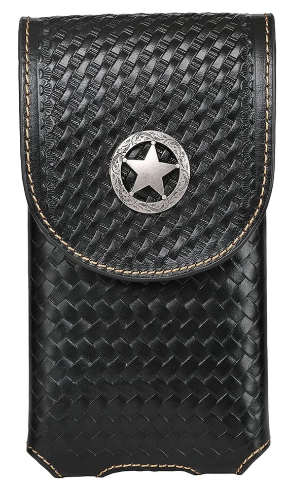 7" LONESTAR WESTERN LEATHER POUCH BELT LOOP CELL PHONE HOLSTER CASE UNIVERSAL - Image 2 of 4