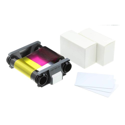 Oryginalna wstążka Evolis Badgy100 / Badgy200 YMCKO + zestaw kart PVC - CBGP0001C - nowa - Zdjęcie 2 z 2