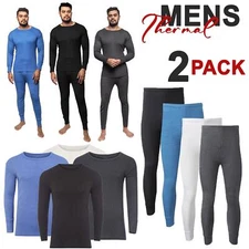 2 Pck Mens Thermal Long Johns Bottom Top Set Underwear Baselayer Trouser & Shirt
