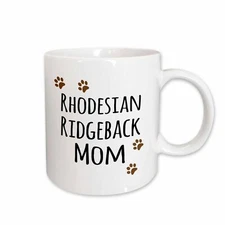3dRose Rhodesian Ridgeback Dog Mom - Doggie by breed - brown paw prints - doggy